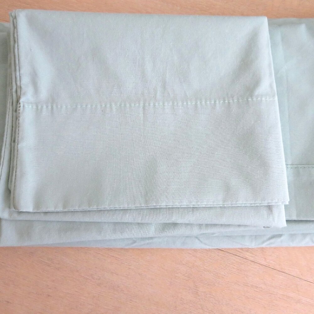 Vintage Springmaid Twin Sheet Set 3pc Mint Green Percale No Iron USA Made